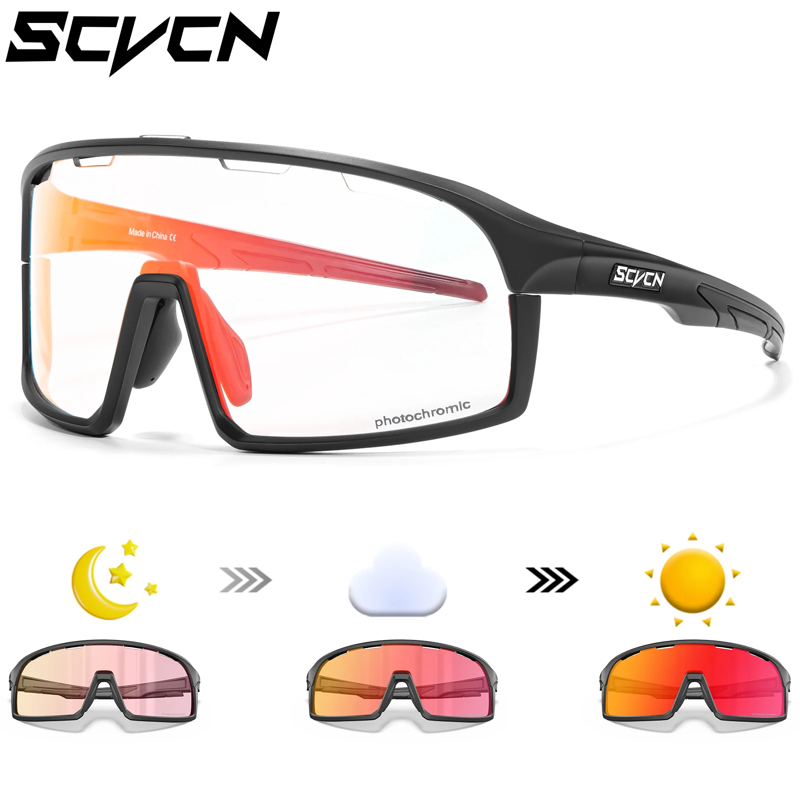 

SCVCN Photochromic Cycling Glasses Sunglasses Man Outdoor Sports Bike MTB Fishing Glasses Eyewear Bicycle Goggles UV400