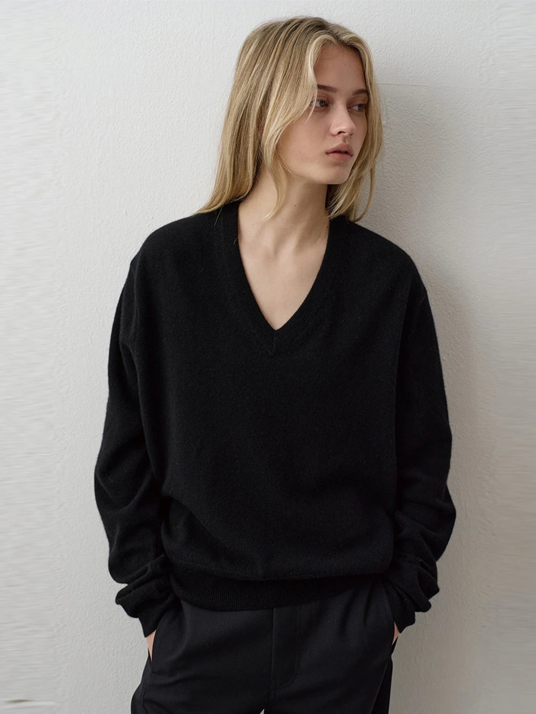 

mat V-Ne Knitwear for Women Autumn Winter Versatile Commute Wool Blend Long Sve Crew Ne Color Korean Sle