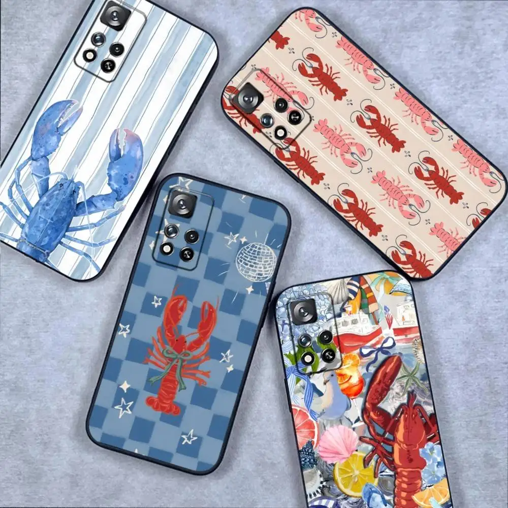 

Lobster On Stripes Ocean Phone Case For Samsung S10,S21,FE,S21 ,Note 20,10 S25,S24,S23,Ultra,S9,S22,Plus Soft Shell Funda