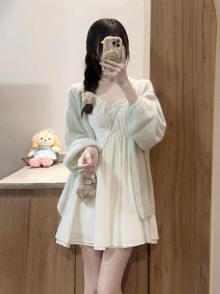 

Белый летний комплект с юбкой и топом для женщин: новый, уникальный, красивый, с высокой талией, А-силуэт, длинный рукав, повседневный стиль