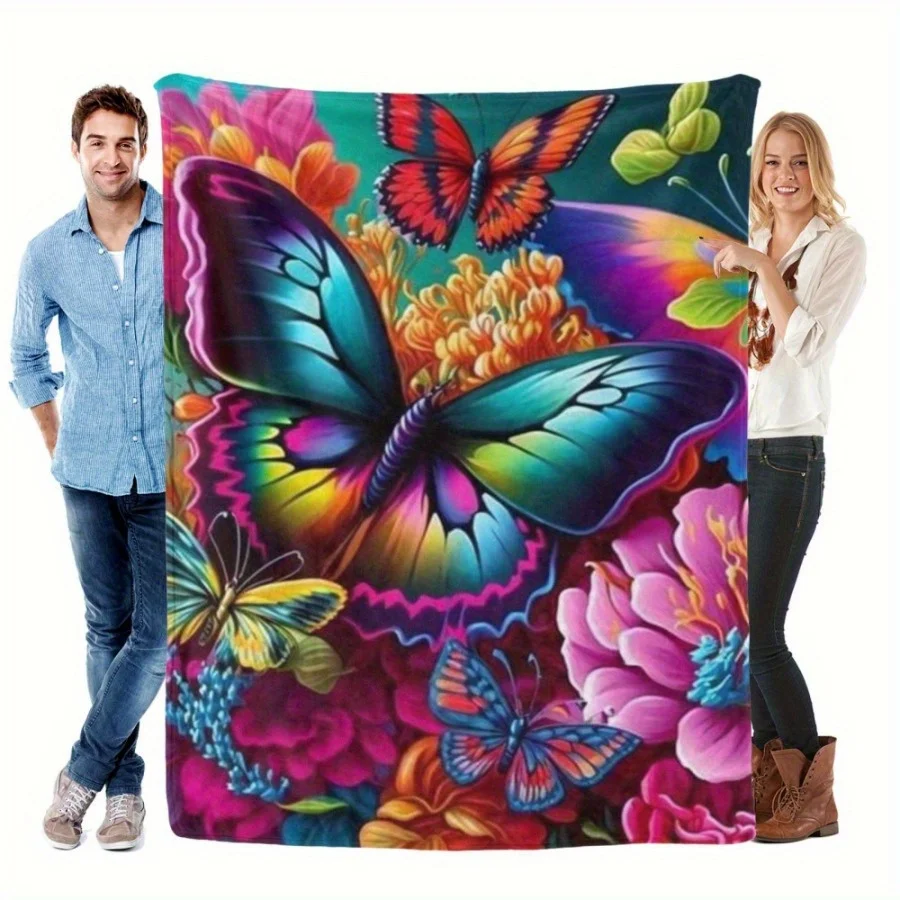 

Top Pick Butterfly Flannel Blanket - Soft All-Season Sofa Office Camping Machine Washable Gift