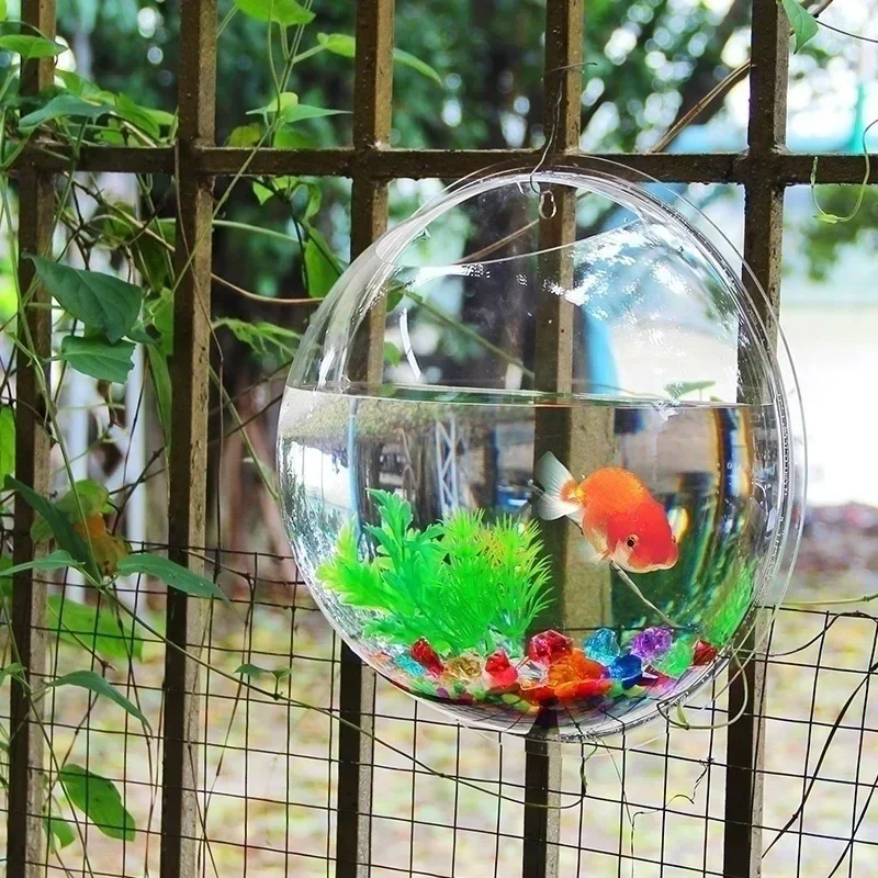 Pecera acrílica de montaje en pared para mascotas, cuenco colgante para acuario, suministros para mascotas acuáticas