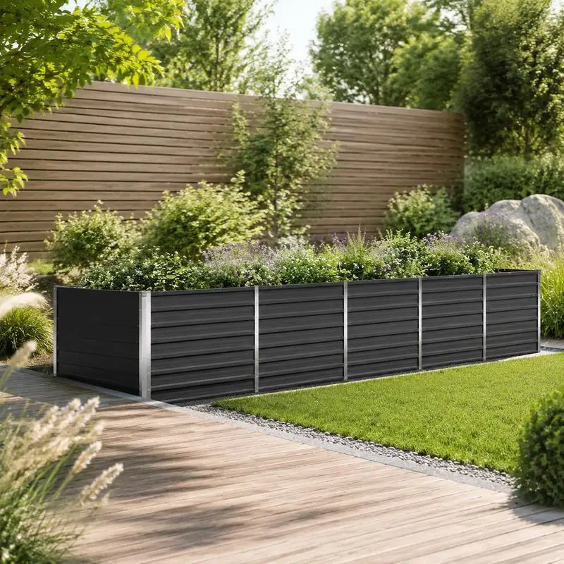 Bac de Jardin Surélevé en Acier Galvanisé Anthracite 480x80x77cm, Fond Ouvert, Résistant aux Intempéries, pour Légumes, Herbes, Fleurs, Jardinage Extérieur, Assemblage Requis