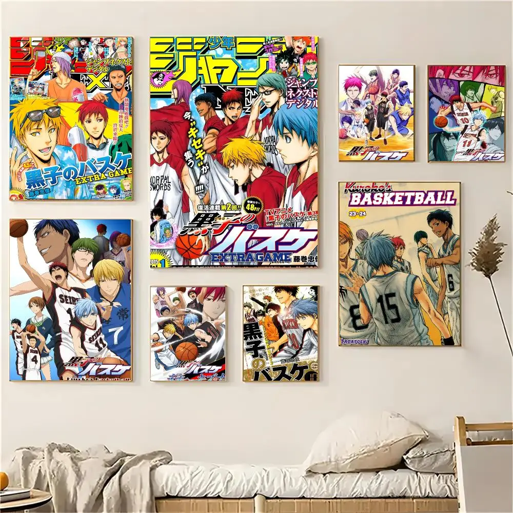 Kuroko No Basket Anime Sports Poster Self-adhesive Living Room Bedroom Party Bar Decor Moisture-proof Fade-resistant HD