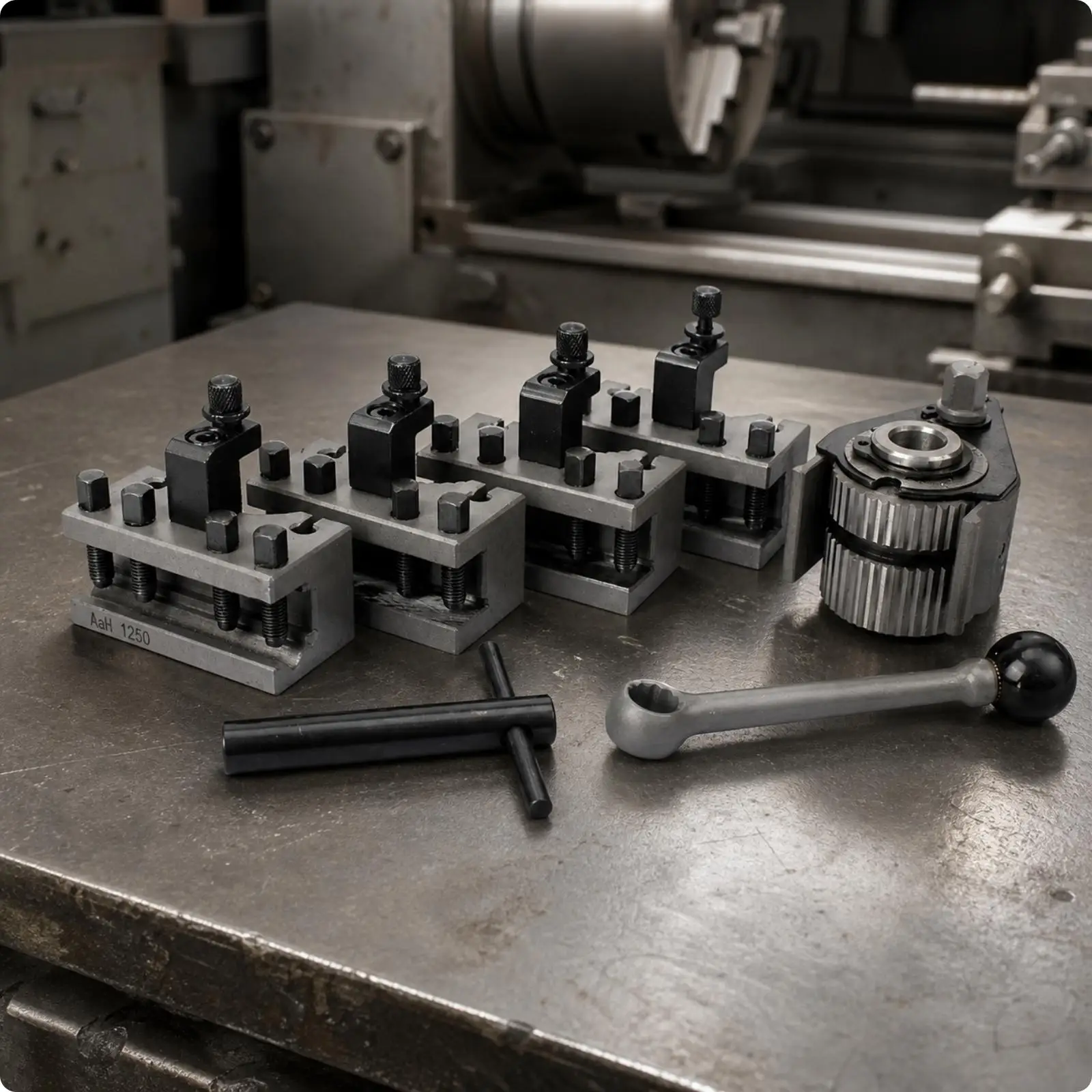 Steel Quick Change Lathe Tool Holder Kit Aa1250 Style with Square Key and Clamping Screws
