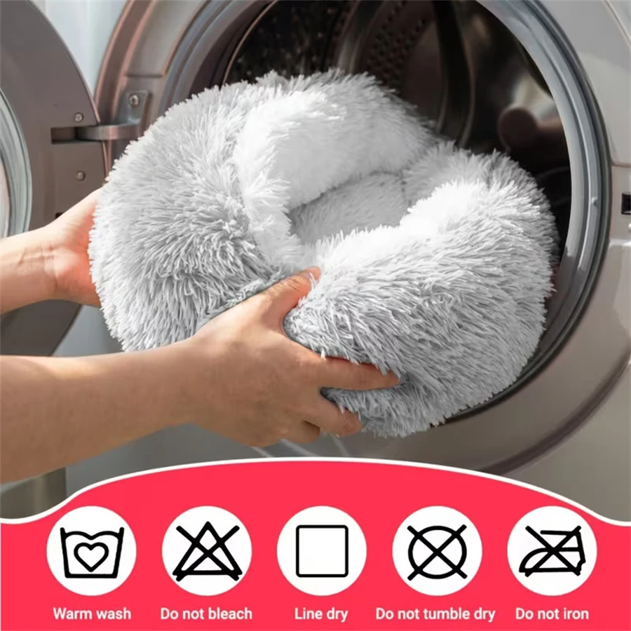 Cama nido de felpa para gatos y perros pequeños, cálida y semiabierta