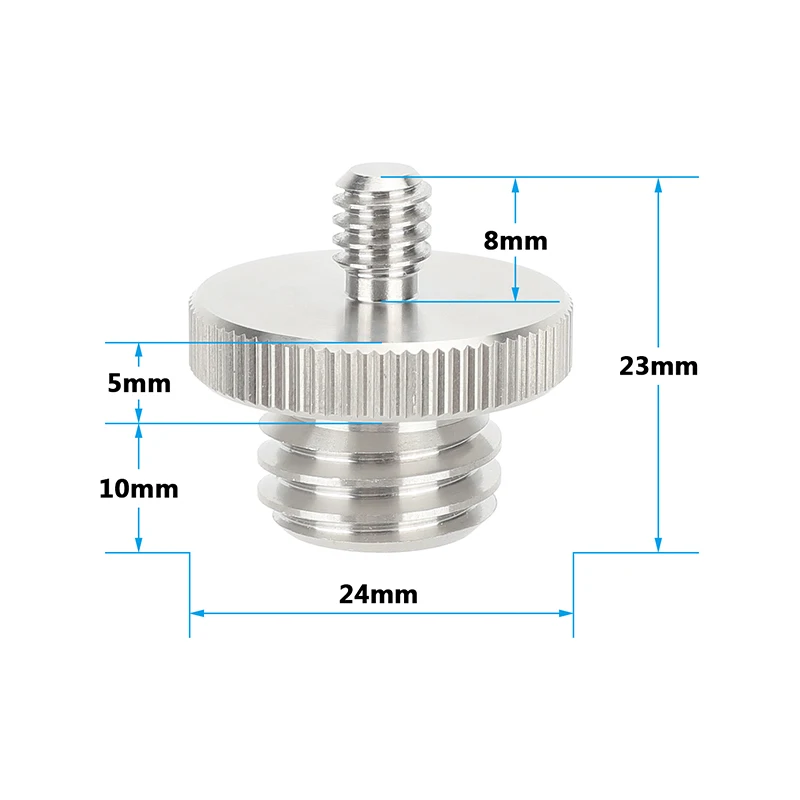 CAMVATE-Adaptador de tornillo macho de 5/8 "-11 macho a 1/4"-20 macho, plata, 1 piezas/2 piezas, para trípode, nivel láser BOSCH