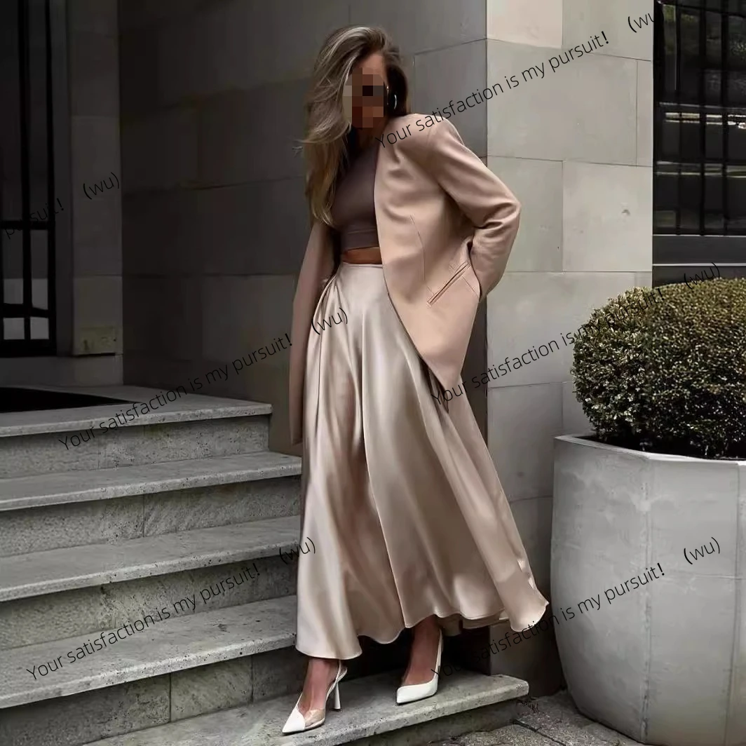 バストスカート レディース 欧米風 秋新作 気質 エレガント ハイウエスト サテン