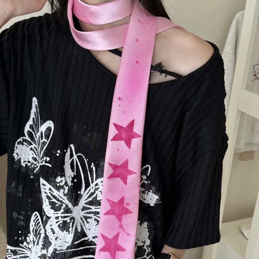 Casual Y2K Star Tie Zoete smalle glanzende stropdas Verstelbare zachte unisex stropdas Pakaccessoires