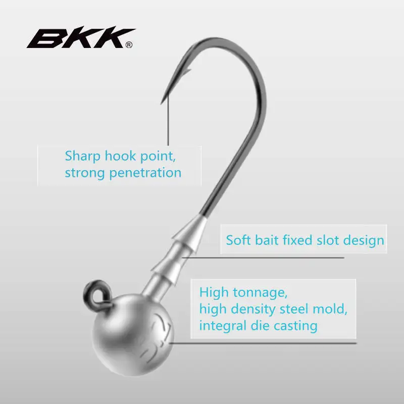 20pcs BKK 9060 Fishing Hooks 1.8g-14g Crank Anti-rust High Carbon Steel Soft Worm Bait Barbs 3X Jig Lead Head Hook Tackle Tools