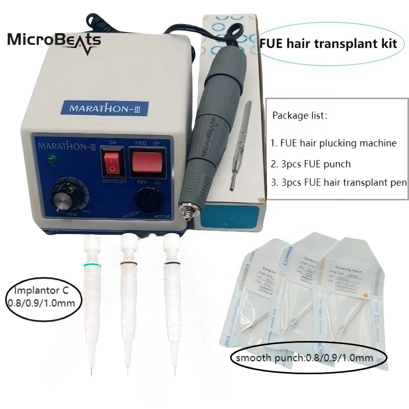 FUE Hair Implanting Basic Kit with Electric Hair Extraction  Implantor and FUE Punch