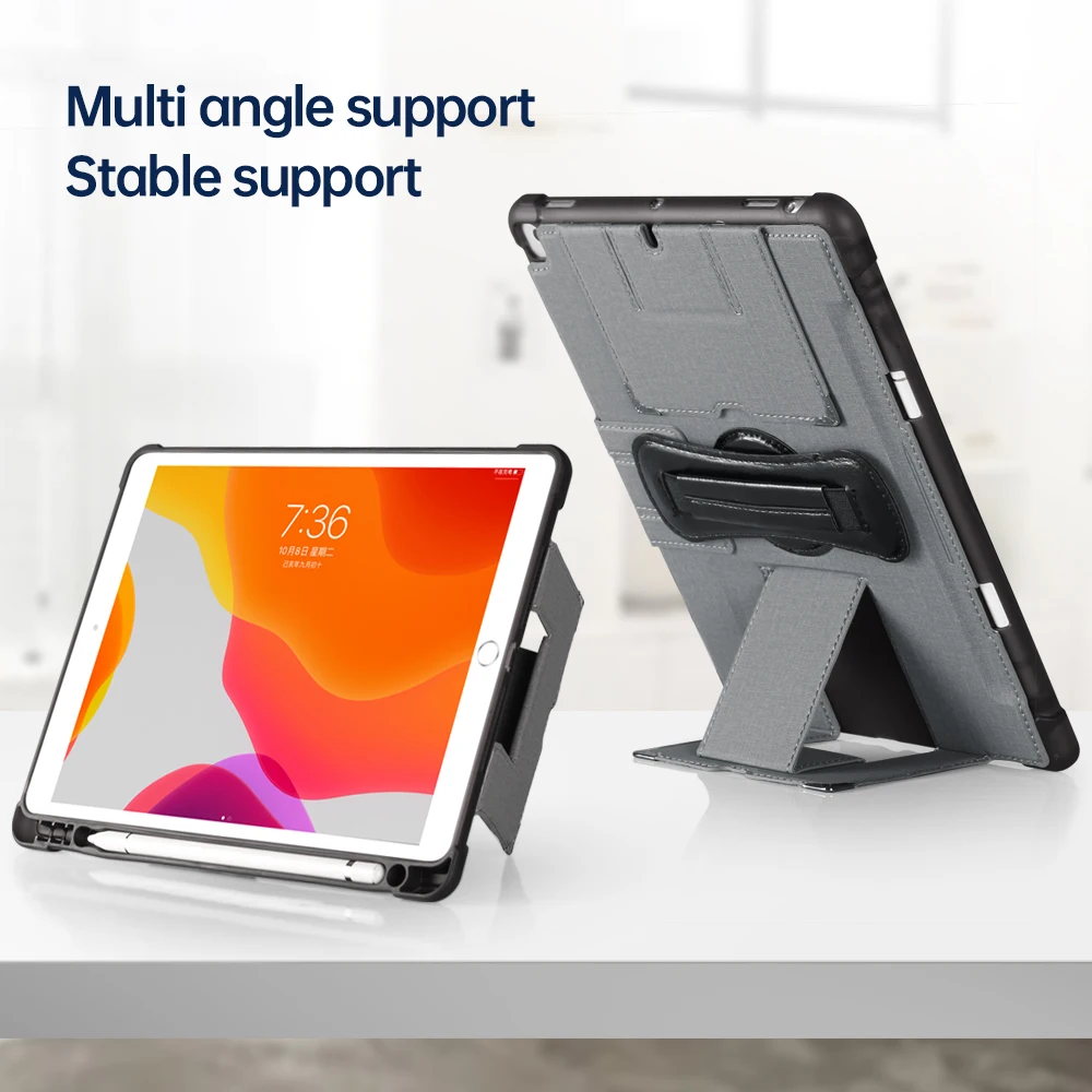 

Stand Case for iPad Pro Air 12.9 11 10.9 10 9 8 7 6 5 Mini 1 2 3 4 Cover PU Leather Rotation Hand Holder Tablet Shell Fundas