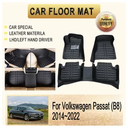 Car Floor Mats For VW Volkswagen Passat B8 Saloon 2014~2022 Leather Pads Foot Carpet Rug Left Hand Driver Cover Auto Accessories