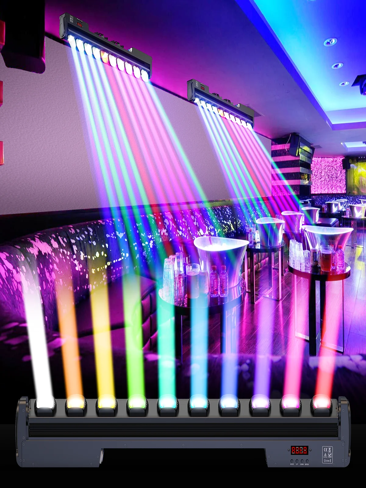 Yiflamefly 25X10W LED Swing Dot Beam Wall Washer Light RGBW Bühnenlichtleiste 7/13/43CH DMX DJ-Licht für Heimparty, KTV, Club, Bar