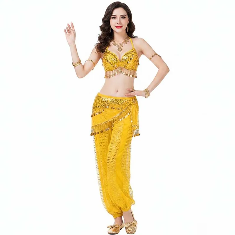 Women Belly Dance Harem Pants Shiny Sequin Chiffon Loose Bloomers Arabic Indian Lantern Pants for Cosplay Stage Performance image 6