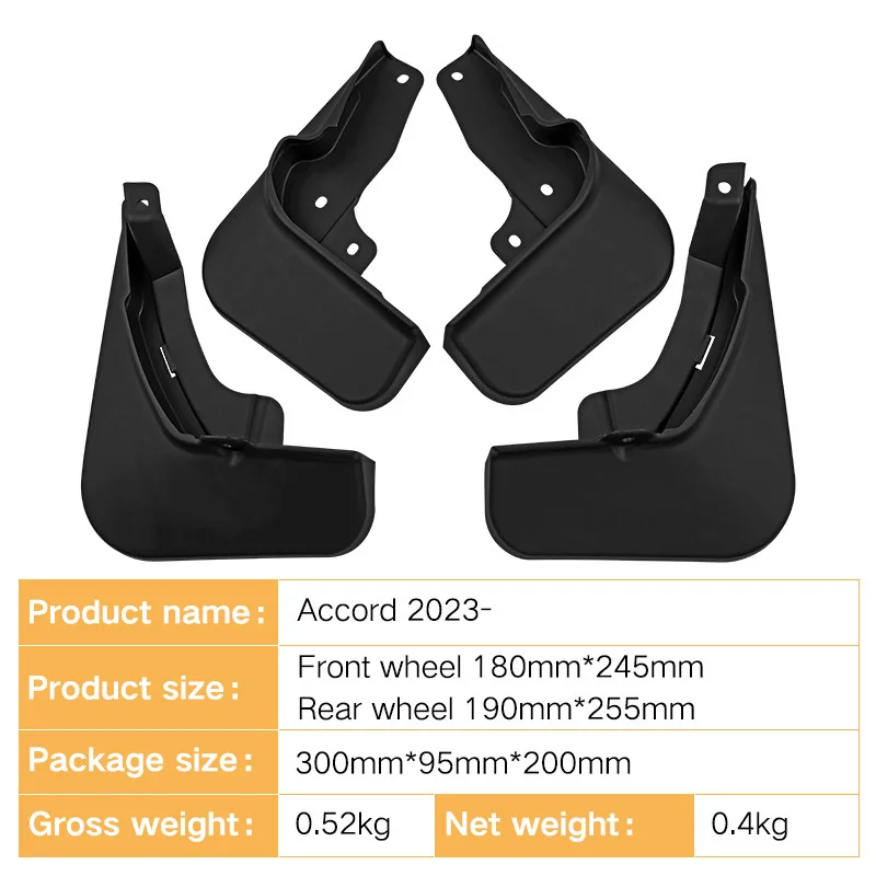 For 2023 Honda Accord Soft Front & Rear Mud Flaps Mudguards Splash Guards Auto Accessories Hot Selling Cross-border