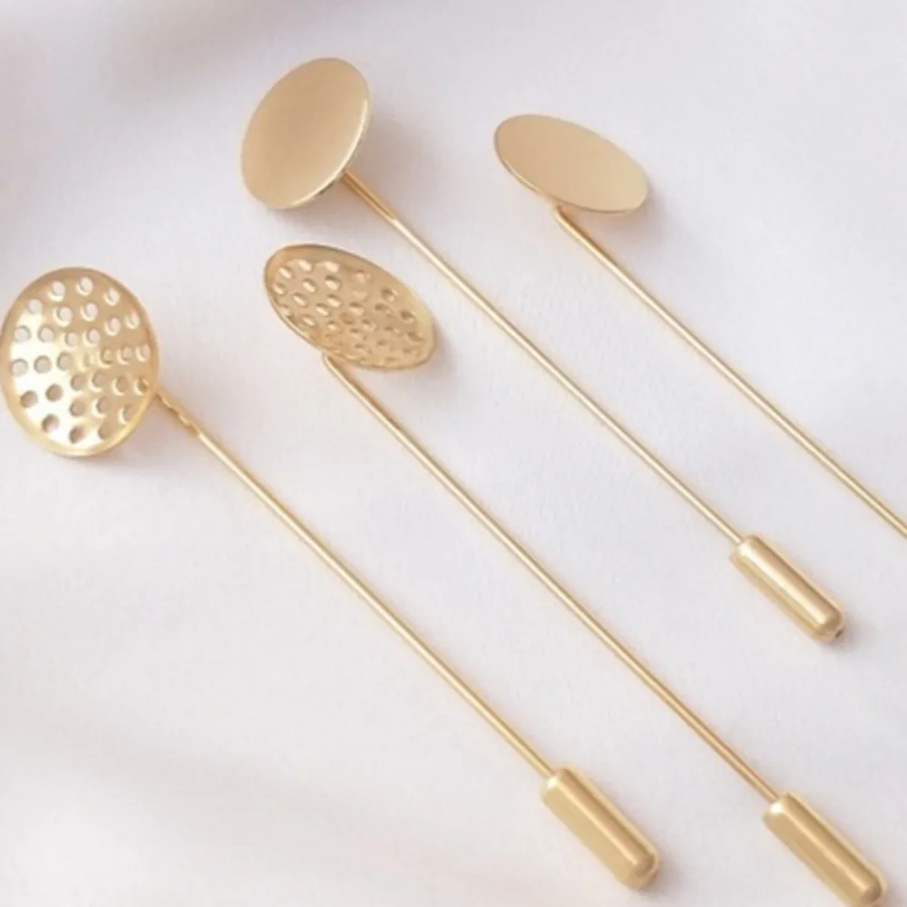 

14K Gold Color One Word Mesh Disk Brooch Disc Pinto Handmade DIY Copper Plated Real Gold Pin Jewelry Accessories