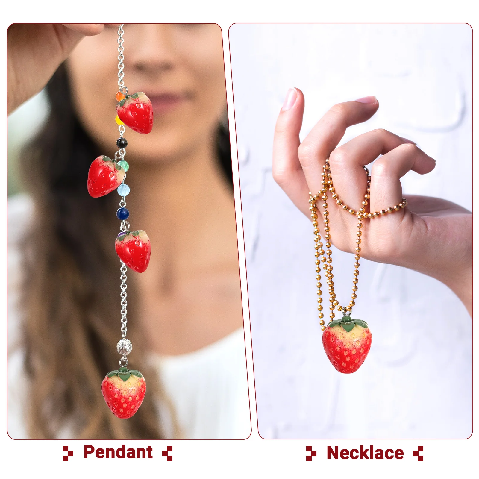 8 Pcs Resin Strawberry Accessories 4 Large 4 Small Jewelry Charms for Necklace Earrings Bracelet Bag naments Craft Projects