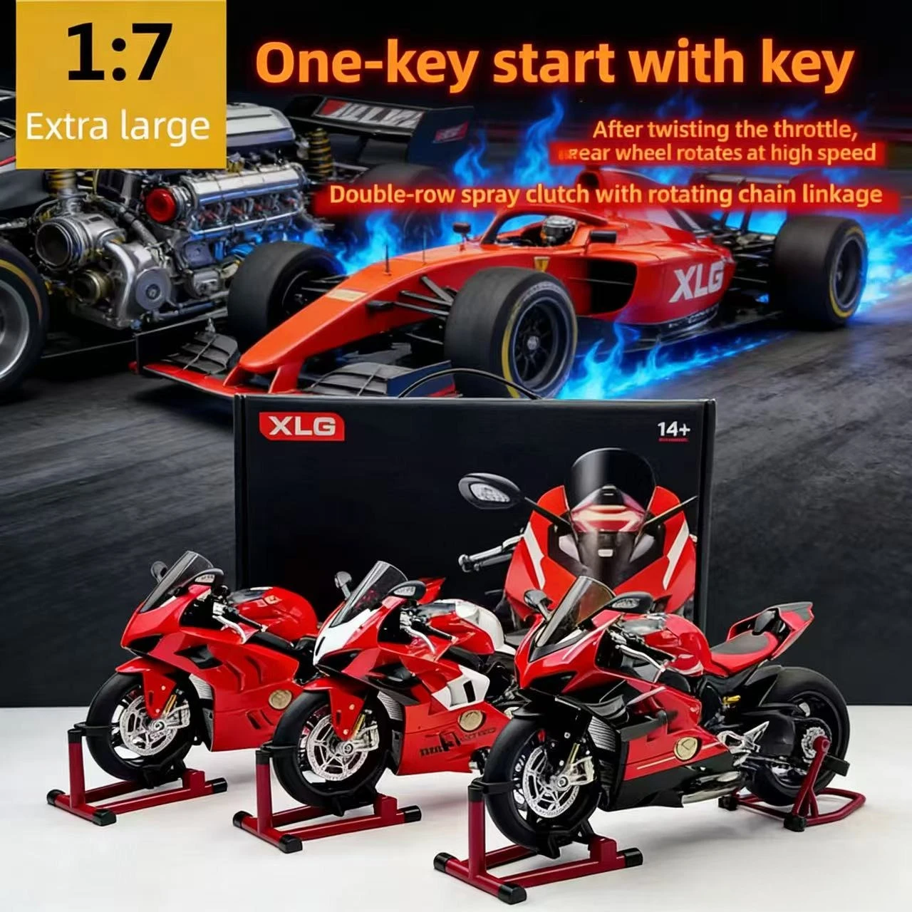 

For Ducati V4s Ignite Start Smoke Effect 1:7 Panigale motorcycle alloy simulation model Large decoration project birthday gift