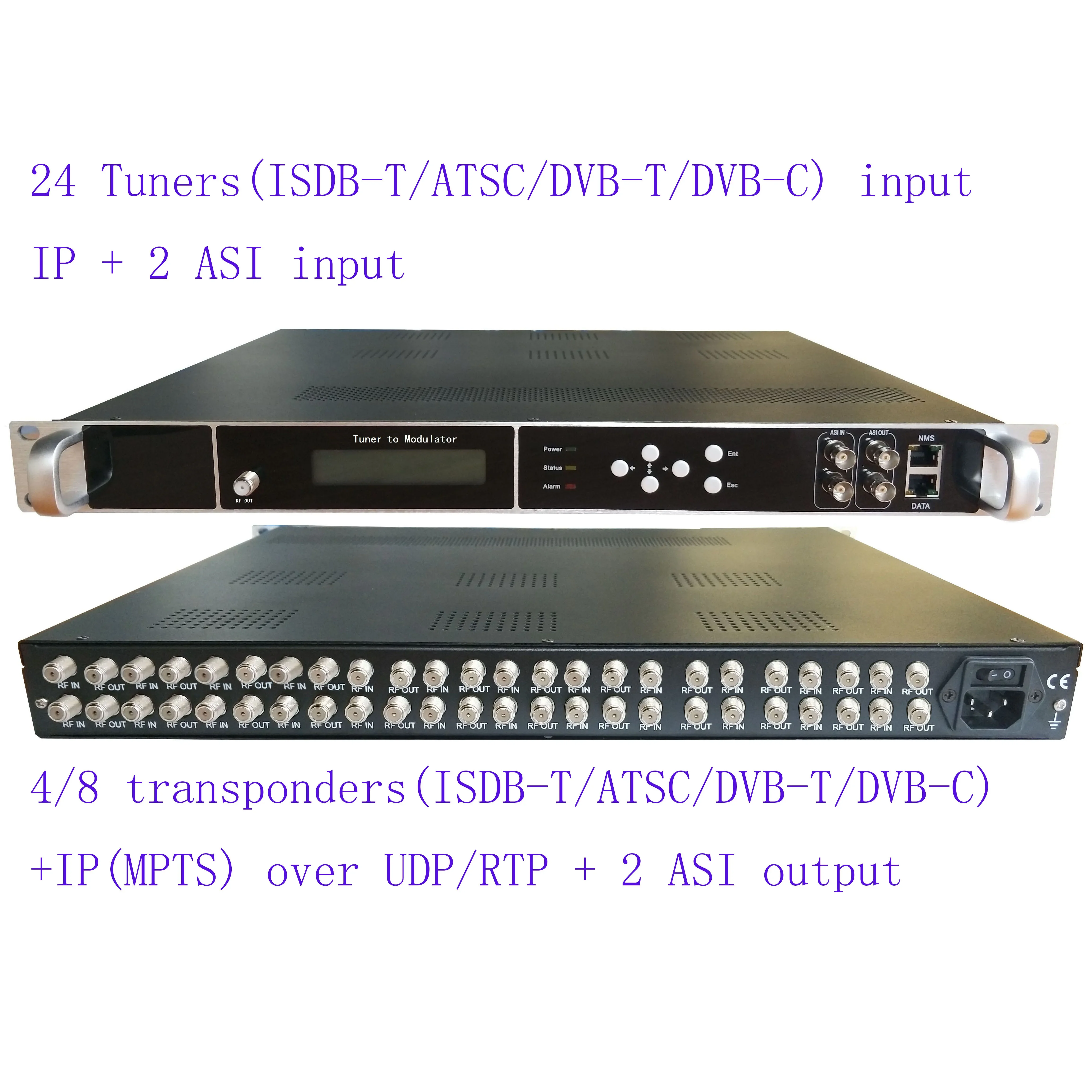 24 way dvb-s2/S to ATSC digital catv modulator, 24 way ATSC tuner to ATSC RF modulator, TV headend for hotel/school/hospital