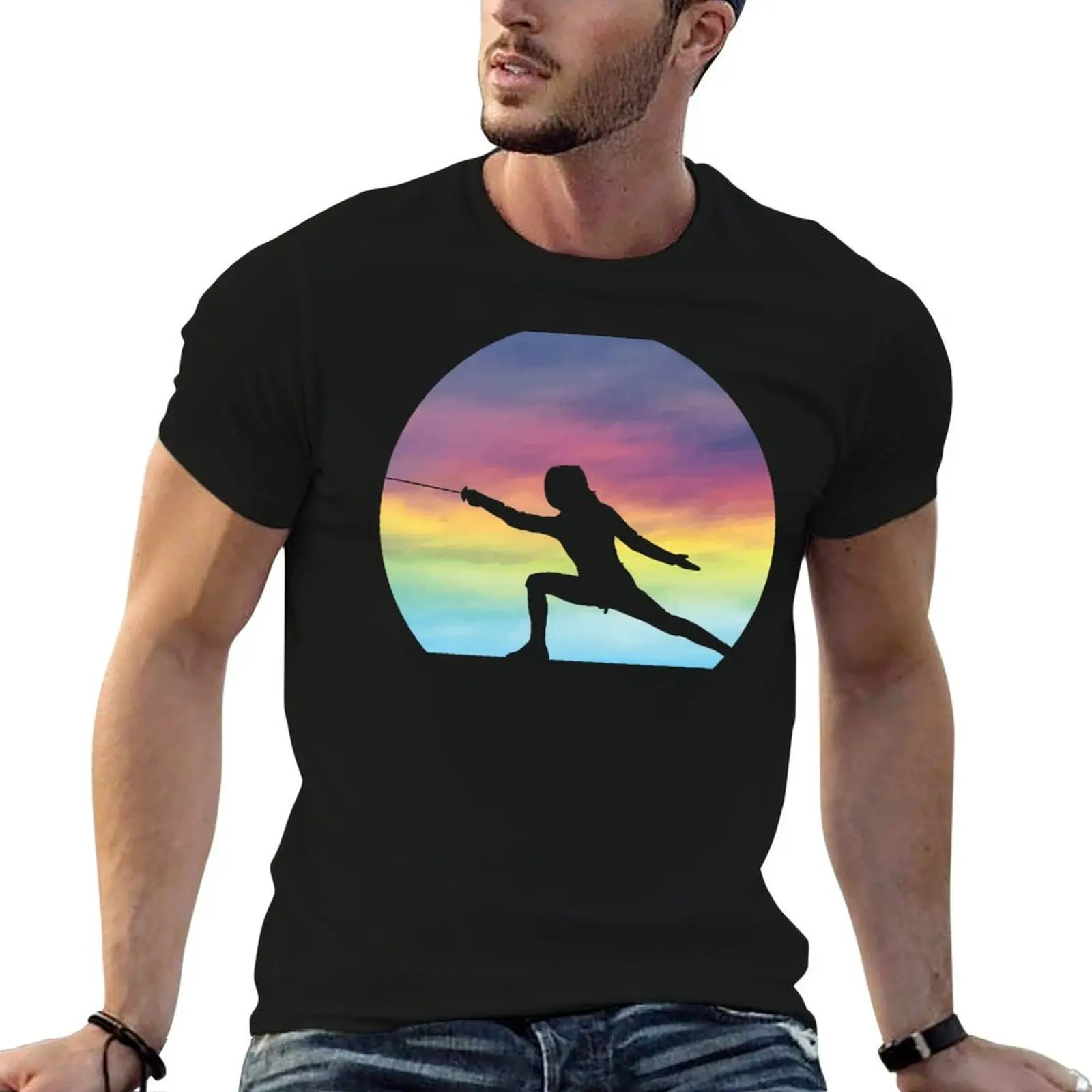 Women's Fencer Silhouette Girls Cute Fencing Lover T-Shirt cute tops summer 2026 black t shirts for men