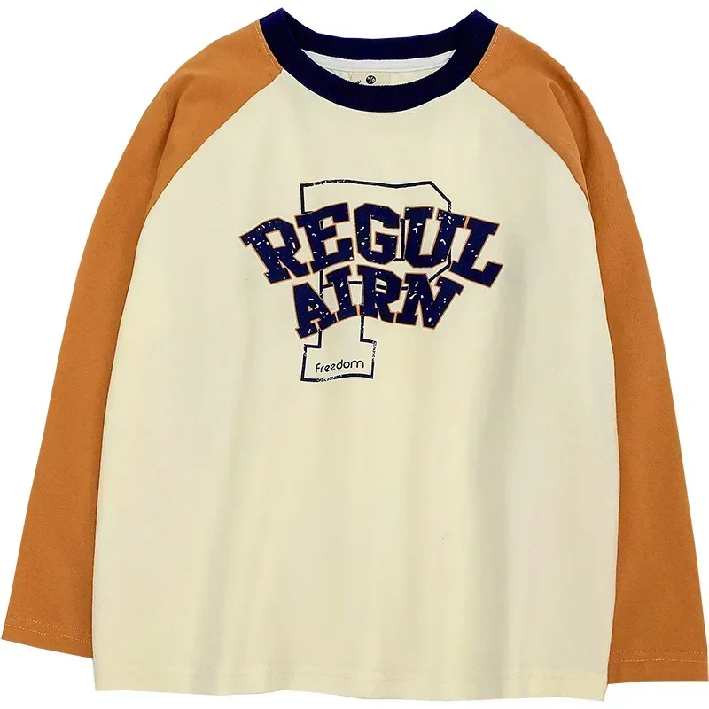 Korean Style Cotton Long-sleeved Boy T-Shirt 2024 Spring and Autumn New Boys Style Base Shirt Top Children's Tops
