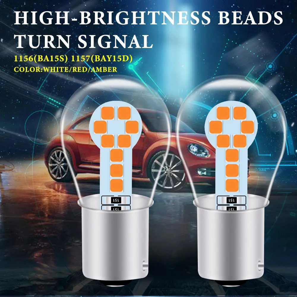 

2pcs BAY15D 1157 3030 18SMD P21/5w Canbus Car Turn Signal Lamp Brake Tail Backup Red Light Reverse lights 12V red amber