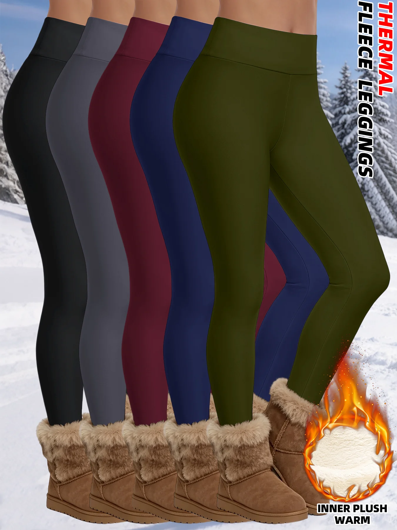 Woman Fleece Warm Leggings Winter Thicken Thermal Tights Solid Slim Elastic Velvet Female Leggings