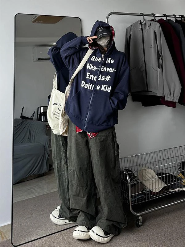 

Men's Plaid Splicing Hoodie Jaet Heavyweight American Sle Autumn Outerwear Polyester Fabric Zipper Closure No