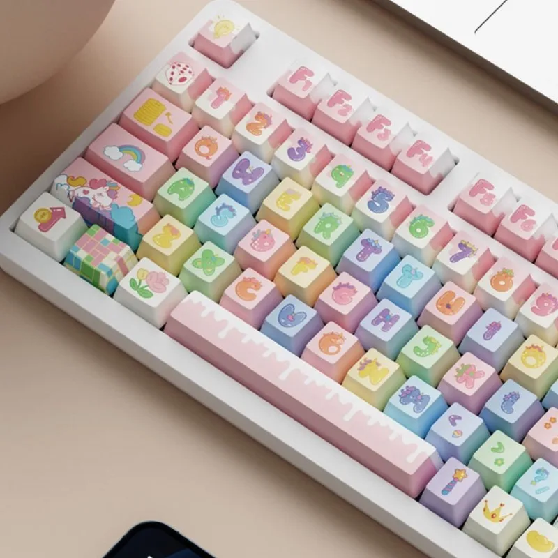 108/134 Key Set Cartoon Cute Keycaps PBT Key Caps MOA Cherry Profile Kawaii Custom Keycap 61 64 68 84 980 Keycaps Customizada