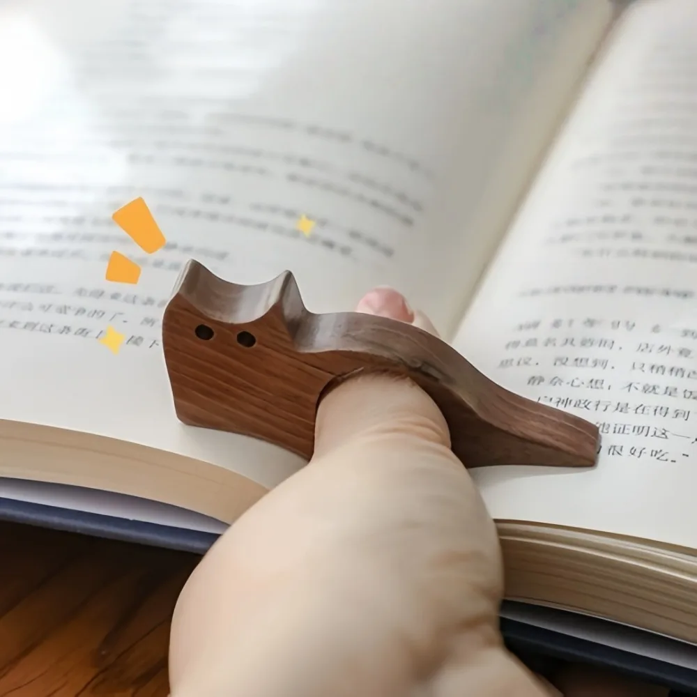 Wooden Thumb Pet Cat Dog Reading Bookmark Bookmarks Rings School Supplies Anti-Slip Cute Design Book Page Holder Reading Aid