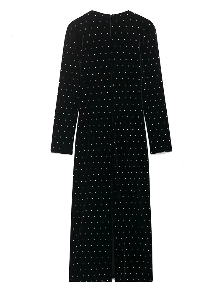 Vrouwen sexy jurken 2025, vrouwen herfstmode lange mouwen sieraden decoratie lange jurk vrouwen elegante avondfeest rokken