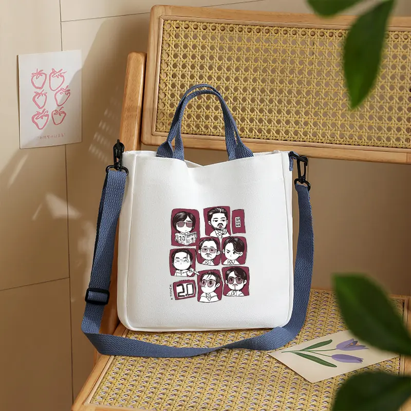 

Fashion Arirang World Tour 2026 Kpop Fan Gift Handheld and Crossbody Blue Canvas Bag Multifunctional Pouch Travel Storage Bag