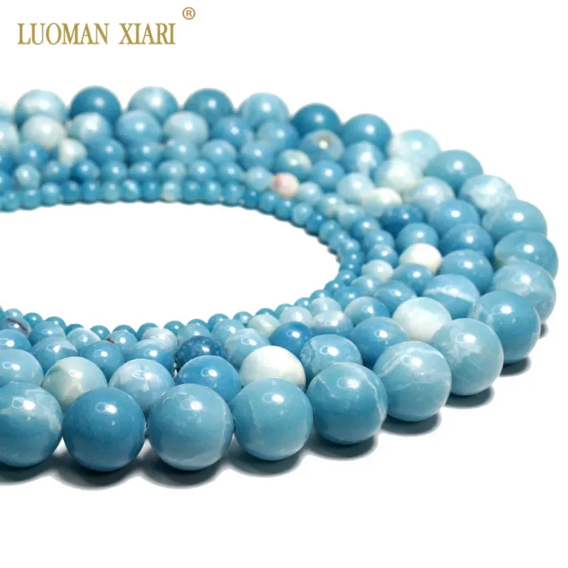 Wholesale AAA 100% Natural China Larimars Blue Round Stone Beads For Jewelry Making DIY Bracelet Necklace 4/6/8/10/12 mm