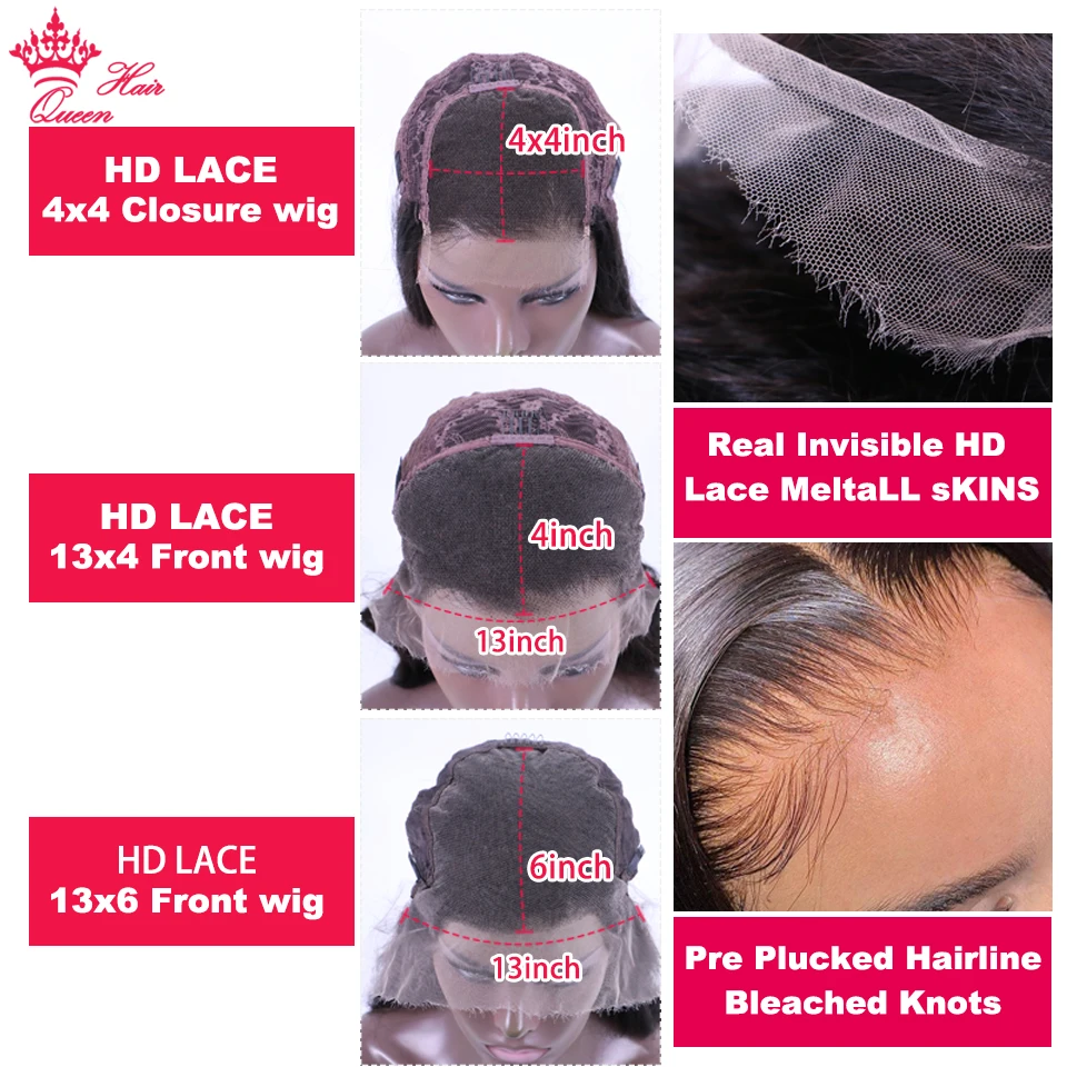 Queen Hair Double Drawn Real HD Lace Wigs Vietnamese Hair Bone Straight Raw Virgin Human Hair Pre Plucked Full End Hair