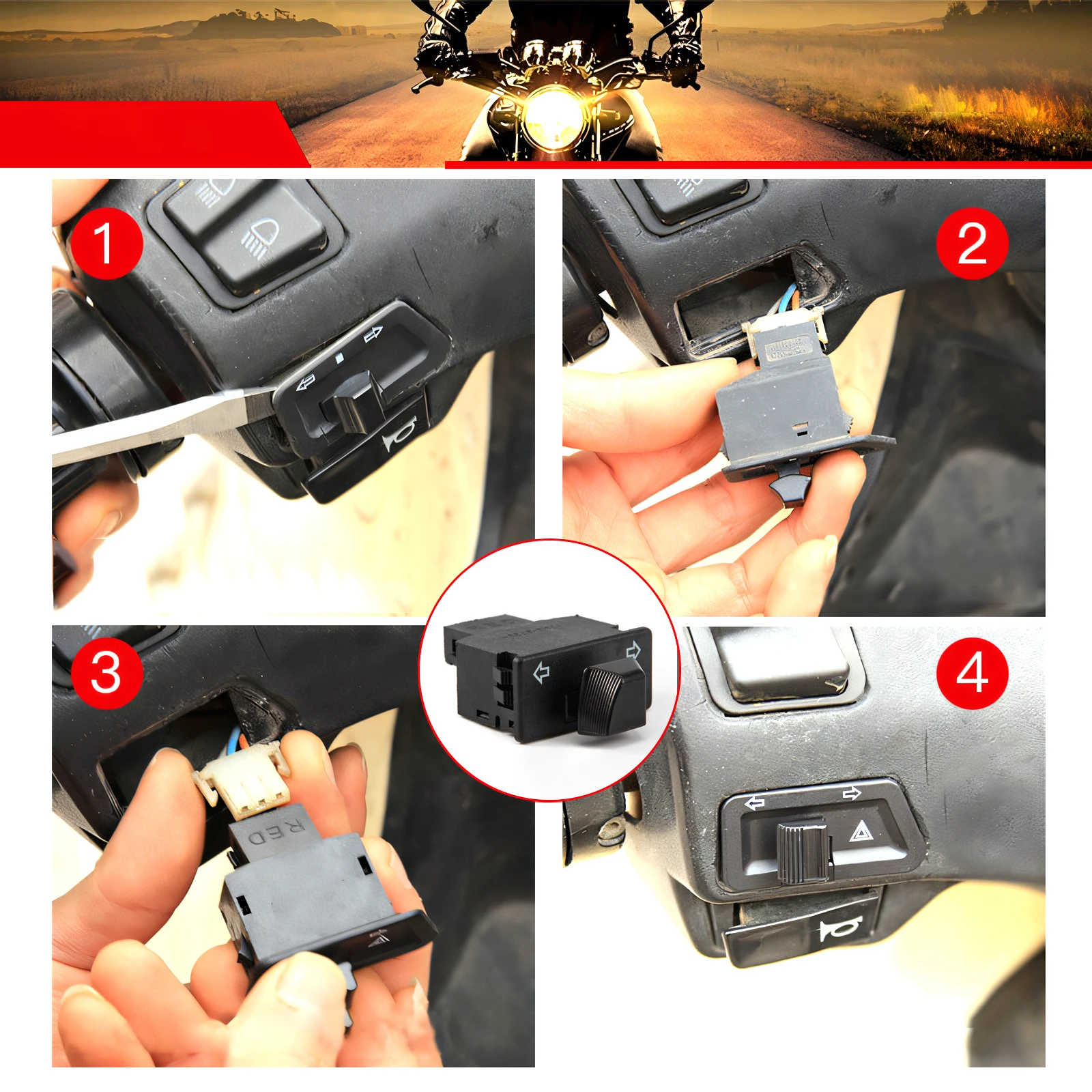 Double Flash Switch Motorcycle 4 Arrows Electric Vehicle Pedal Turn Signal Switch for Honda SH 125 150 350 from 2021 to 2025 - Image 6