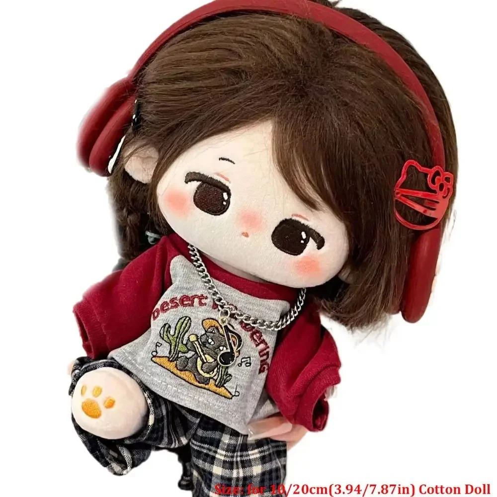 20CM Cotton Doll Clothes T-shirt Shorts Set with Necklace Doll Suit Cute Lovely Dress up DIY Doll Accessories Kids Toys