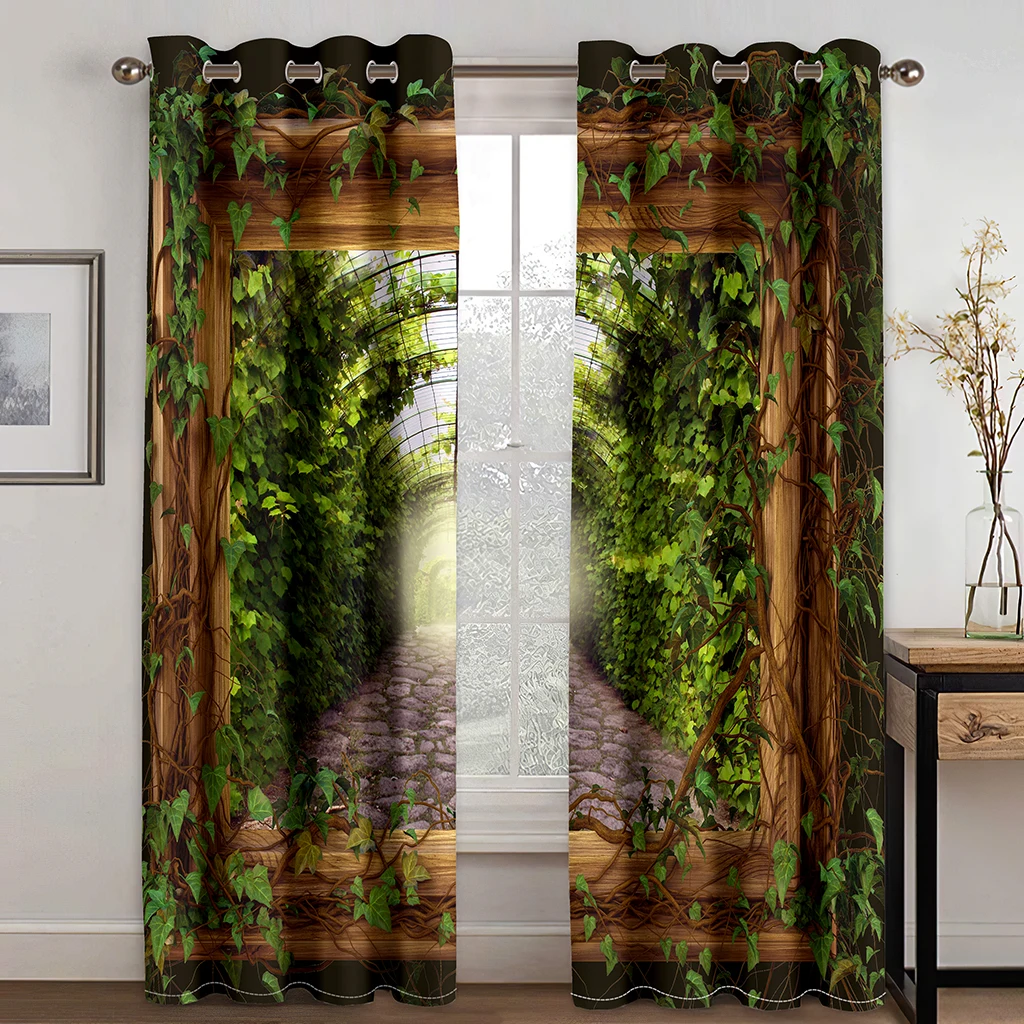 

Manor Tree Farm Spring Plant Landscape Shade Curtain Luxury Living Room Bedroom Home Decor Curtain 2 Panels