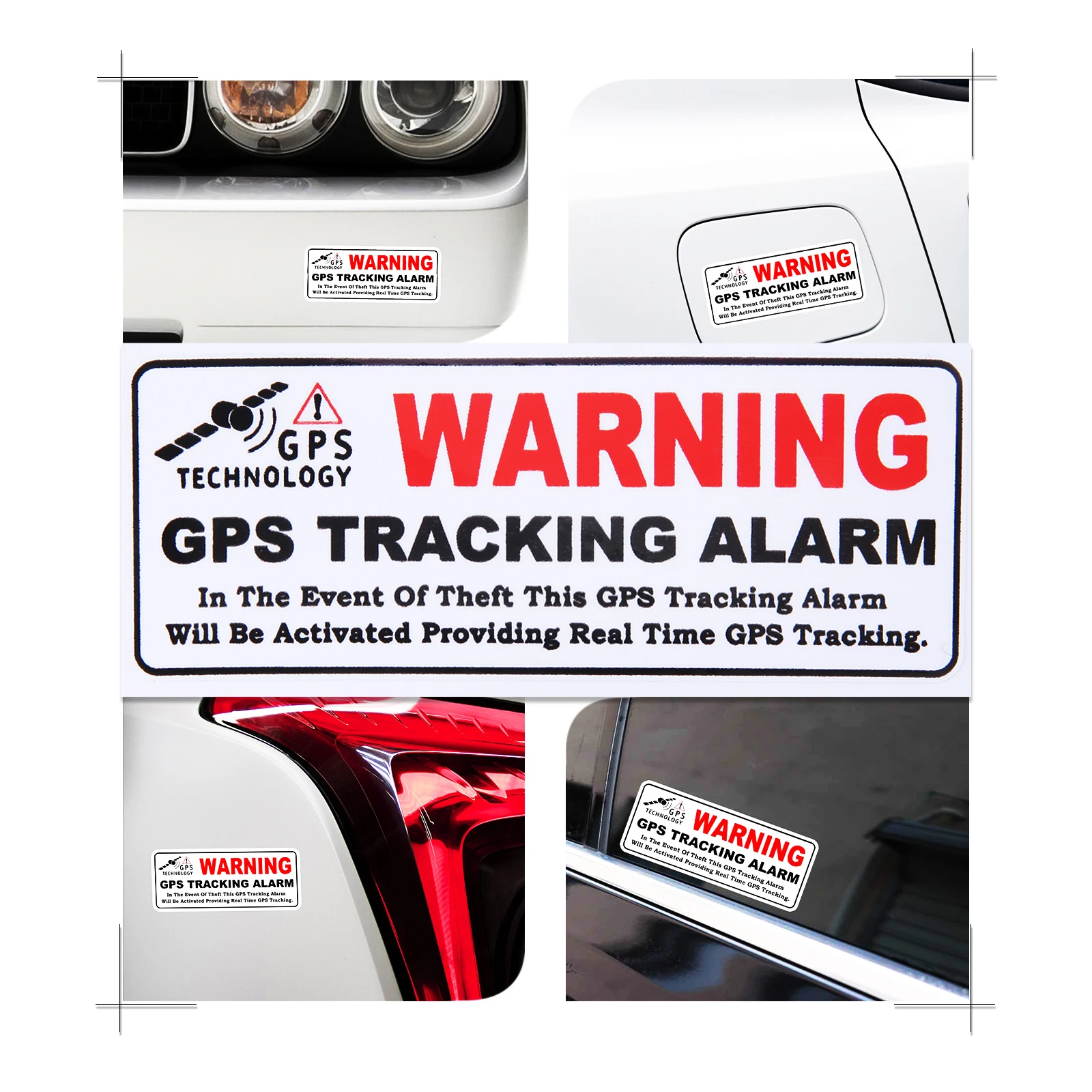 4pcs White Warning Security System Car Sticker 10cm * 4cm Warning Security System Accesscories Water Proof Vinyl Decal