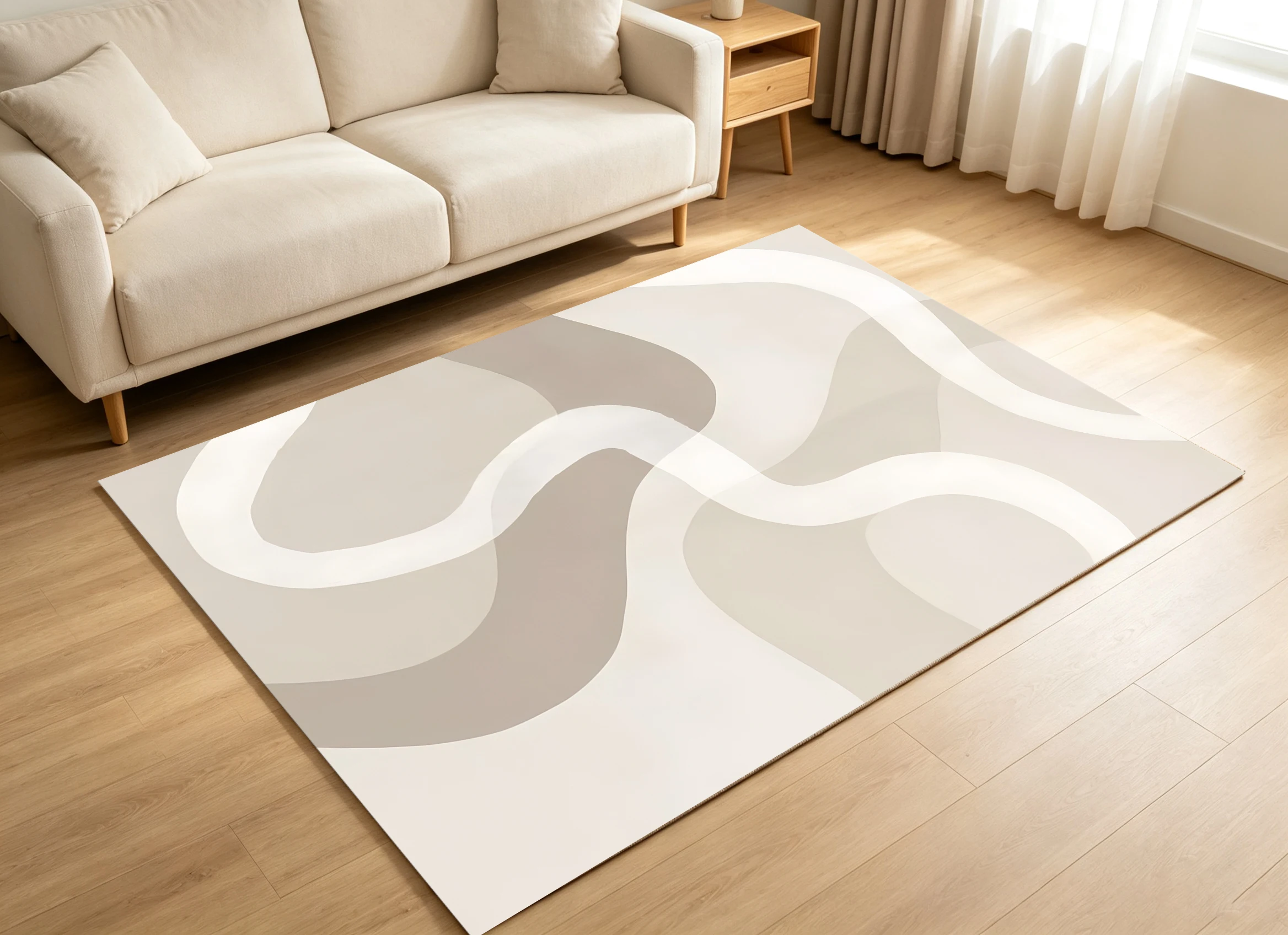 2D Large Carpet Milk Coffee Gradient Flowing Curve Minimalist Wabi Sabi for Living Room Bedroom