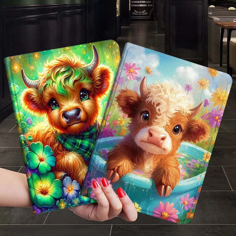 

Cartoon Cow Bath Flowers Tablet Case For Samsung Galaxy Tab S7 S8 S9 S10 FE Plus 12.4 13.1 Inch