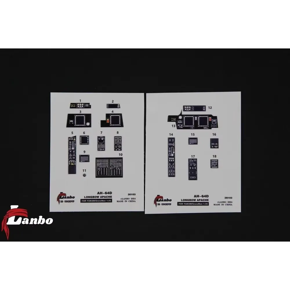 Lanbo Models 3D Colorful Cockpit 35103  AH-64D LONGBOW APACHE FOR TAKOM/ SNOWMAN For Model Building Kit