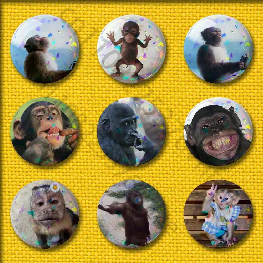 

Monkey Funny Tape Badges Badge 75mm 25mm 44mm 32mm 58mm Round Pin Brooch Souvenir Cosplay Gift Adornment