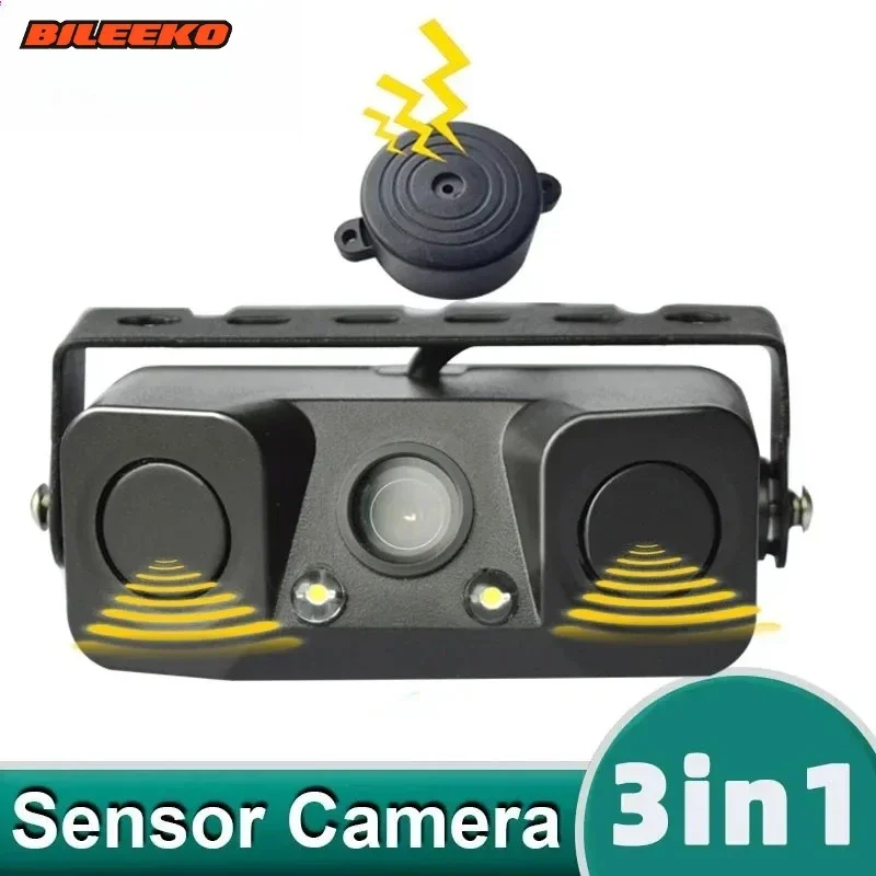 

Bileeko 3-in-1 Parktronic Parking Kit - Radar LED Display, Backup Monitor, Reversing Camera & Alarm with Night Vision