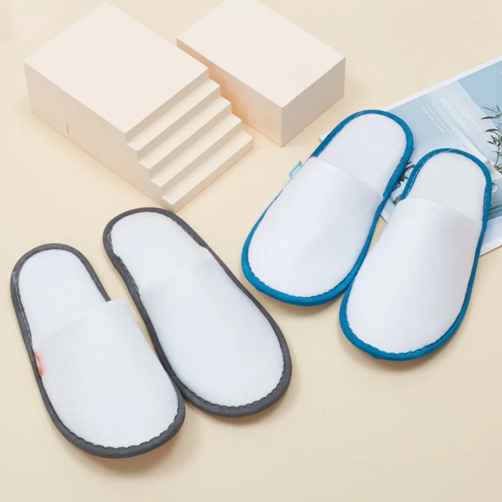 2pc Non-slip Hotel Slippers White Disposable Travel Slippers Home Hospitality Shoes High Quality Guest Slippers Flip Flop Unisex