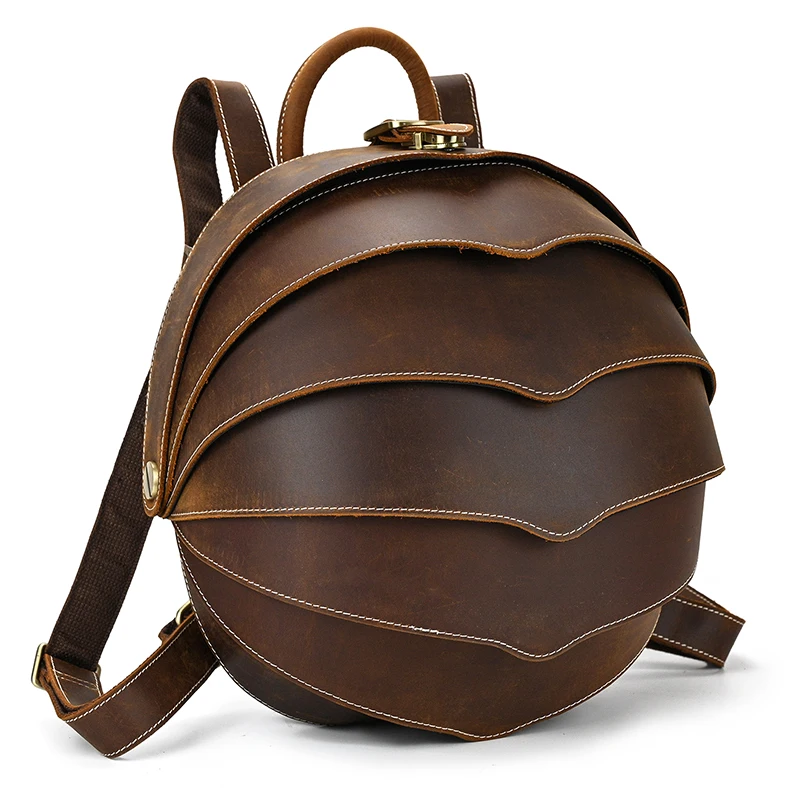 Handmade vintage leather backpack unique design beetles style bagpacks men women unisex fashion backpacks 2024 summer new