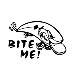 Car Stickers Funny Bite Me Crank Decoy Decal Fishing Outdoor Decal Waterproof and Sunscreen Vinyl Decal, 13cm*8cm