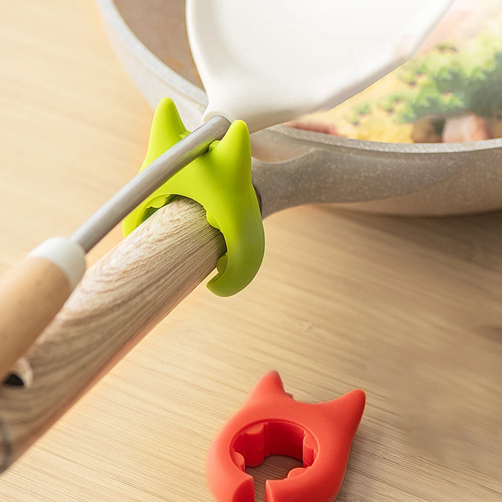 Rak Spatula garpu silikon multifungsi, dudukan Spatula Anti panas dan luapan, perlengkapan dapur setan terintegrasi kreatif