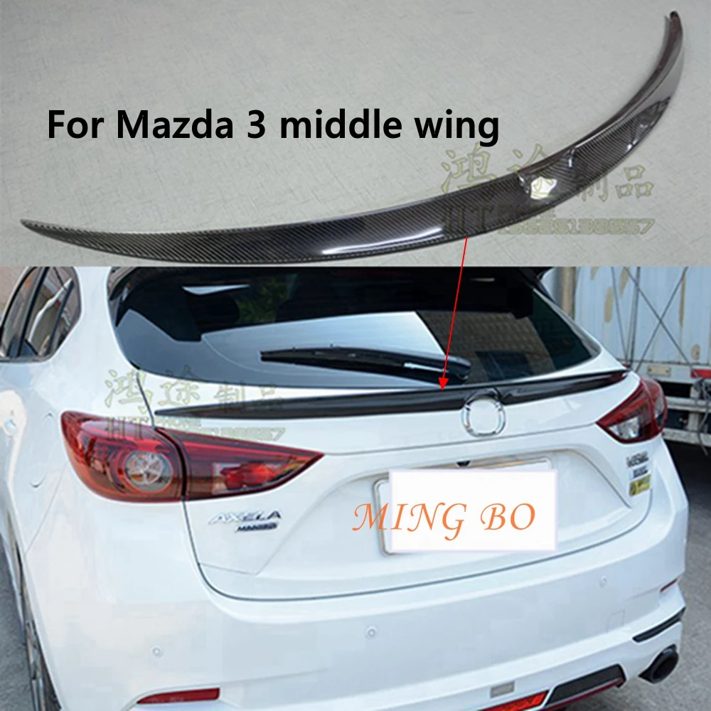 

For Mazda 3 Hatchback Real Carbon Fiber FRP CAR Spoiler rear window rear middle wing accessories 2014 2015 2016 2017 2018 2019