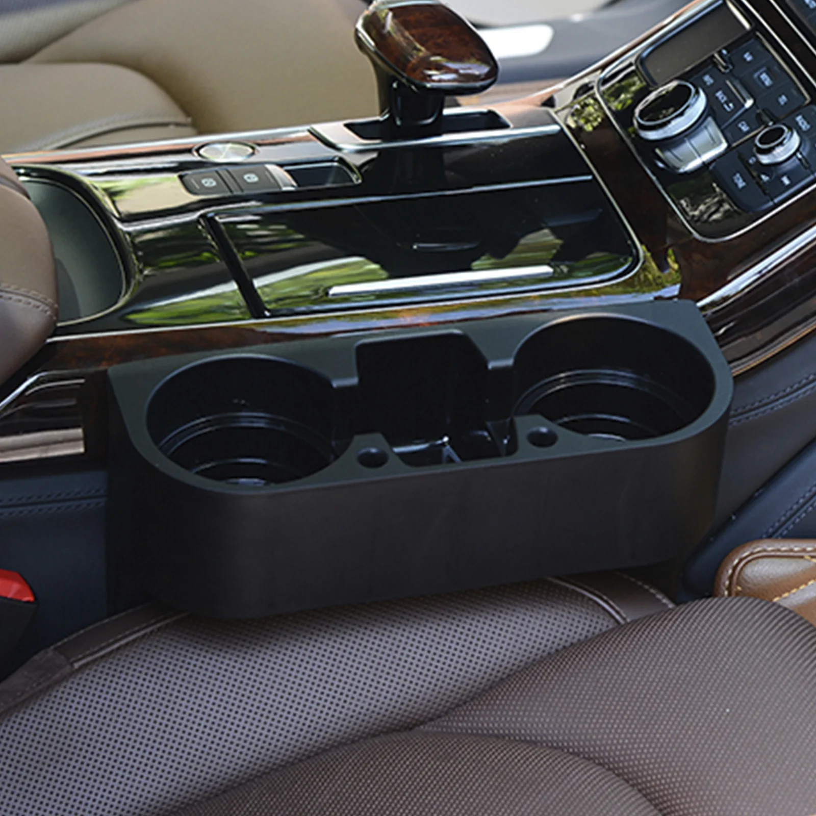 Leather Car Cup Holder: Add Stylish Storage to Your Vehicle with This Slotted Black Car Seat Box